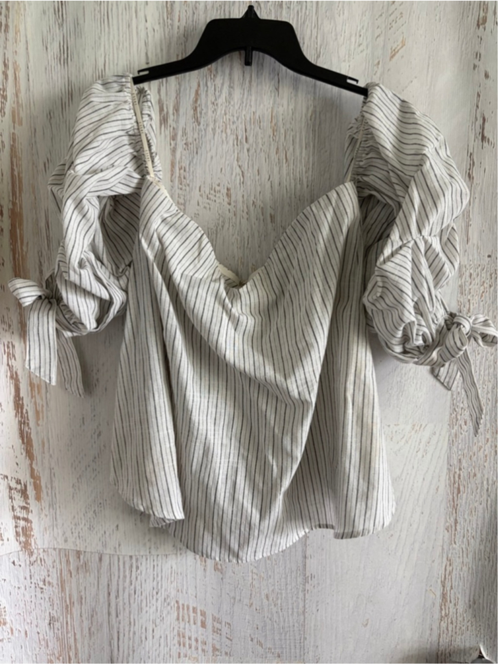 Women's Essue White Black Striped Blouse M